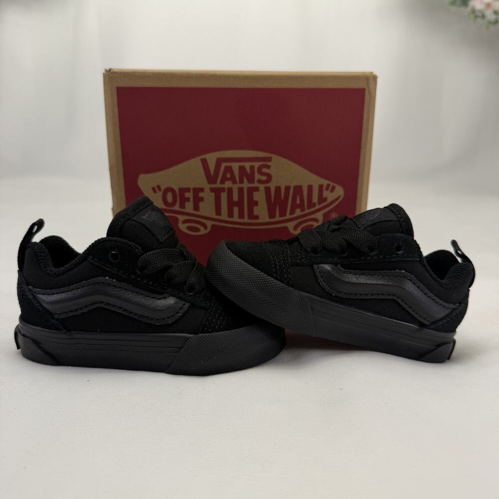 Vans Knu School Suede & Canvas Sneakers Triple Black Toddler Size 4 NEW IN BOX!